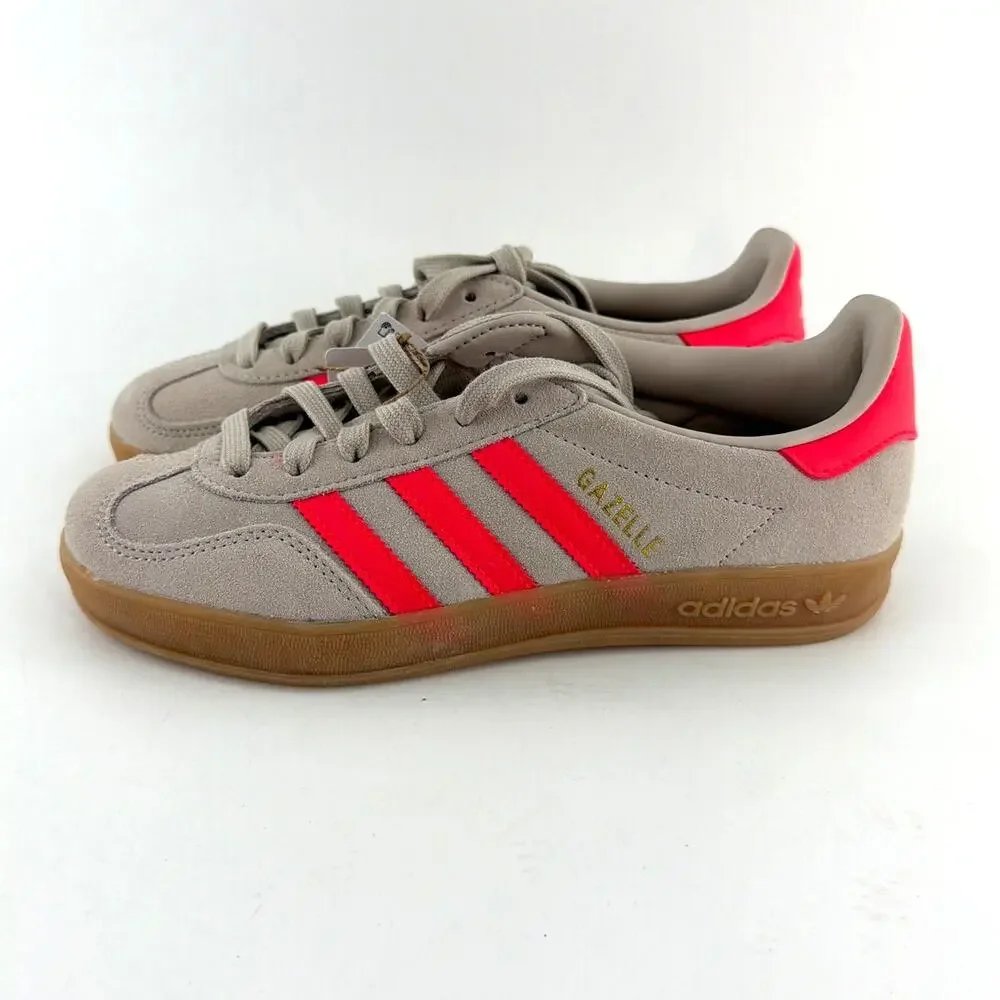 Adidas Men's Beige Lucid Red Cloud White Gazelle Indoor Sneakers Size 5